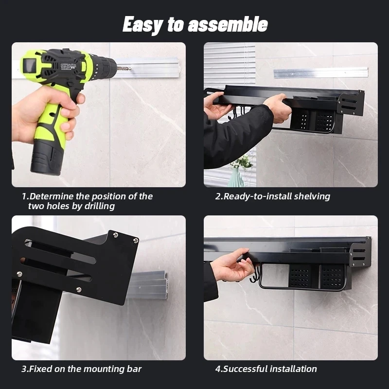 Kitchen Organizer Shelf Wall-mounted 3