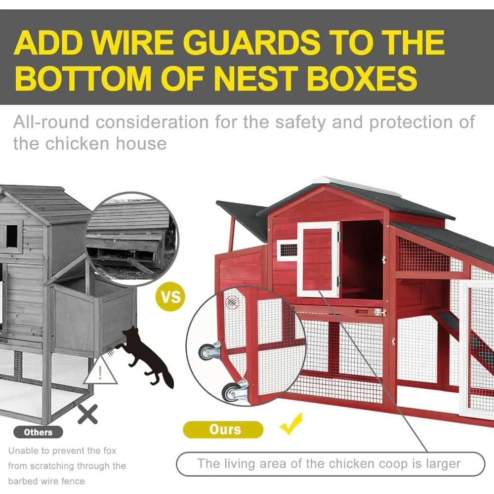 Chicken Coop Wooden Chicken Tractor Outdoor Hen House Poultry Cage Back Yard Chicken Coops with Run 5