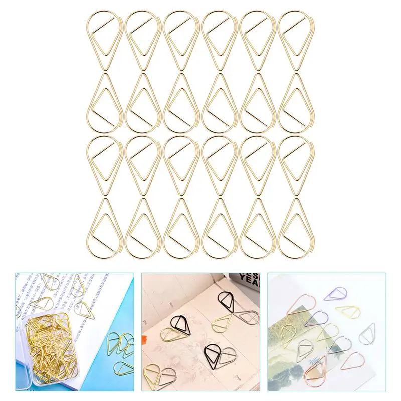 Office Paperclips 100pcs Drop Shaped File Paper Clips Document Wedding Invitation Clip