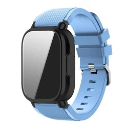 Versatile Silicone Watchband with Strap and Case Cover for Redmi Watch 3 Active (Light blue - Black)