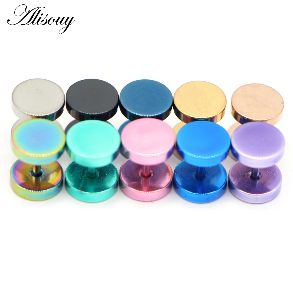 Man Women Barbell Ear Studs Earrings 1PC