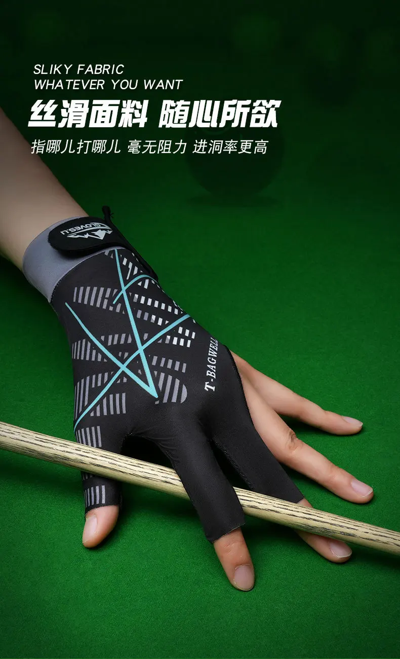 Description Picture 5 of item1 PC Pool Gloves Snooker Billiard Left Hand Half Finger Men Women Anti-Slip Soft Comfortable Lightweight Pool Table Glove