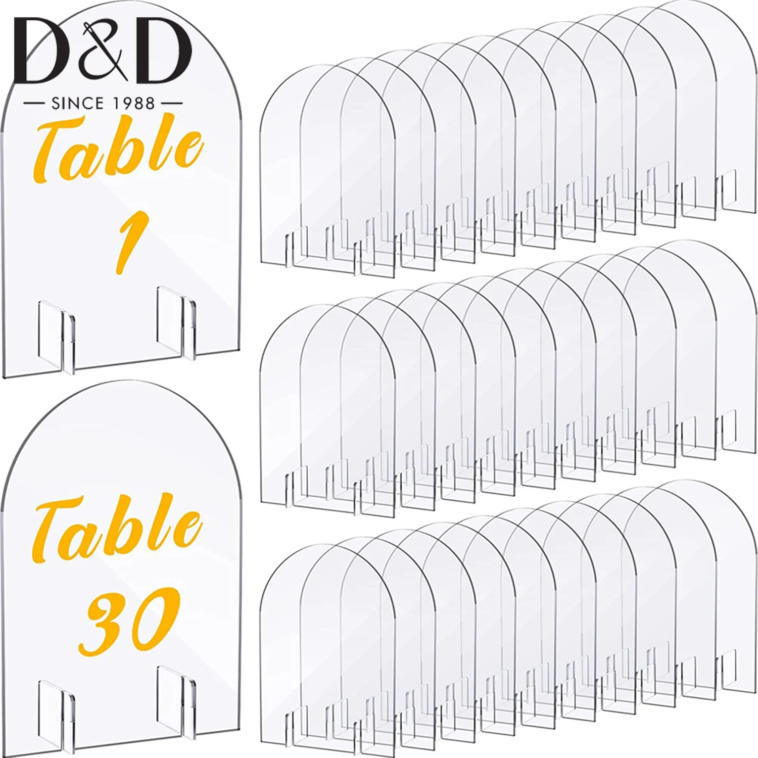 

5Pcs/Set Clear Arch Acrylic Sign With Stand DIY Blank Guest Name Tag Place Card Party Ornaments Numbers Plate Wedding Decor