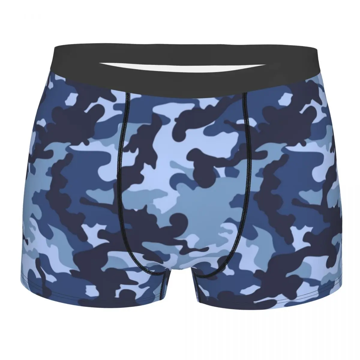 

Man Navy Blue Camouflage Camo Pattern Boxer Briefs Shorts Panties Soft Underwear Military Male Funny Plus Size Underpants