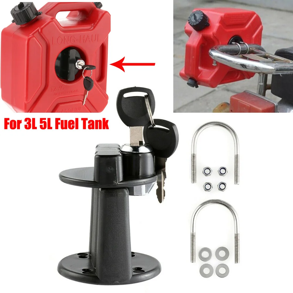For 3L 5L Fuel Tank Mount Petrol Can Jerry Cans Key Bracket Holder Lock
