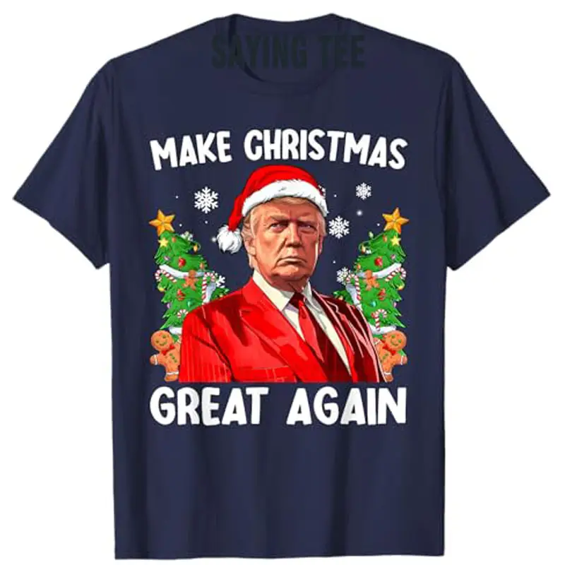 Make Christmas Great Again Funny Santa MAGA Men Xmas T-Shirt Novelty Gift Humorous Ugly Christmas Sweater Saying Tee Y2k Top - Image 3