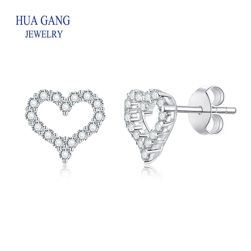 Moissanite Heart Stud Earrings Lab Created Moissanite Diamond Stud ...