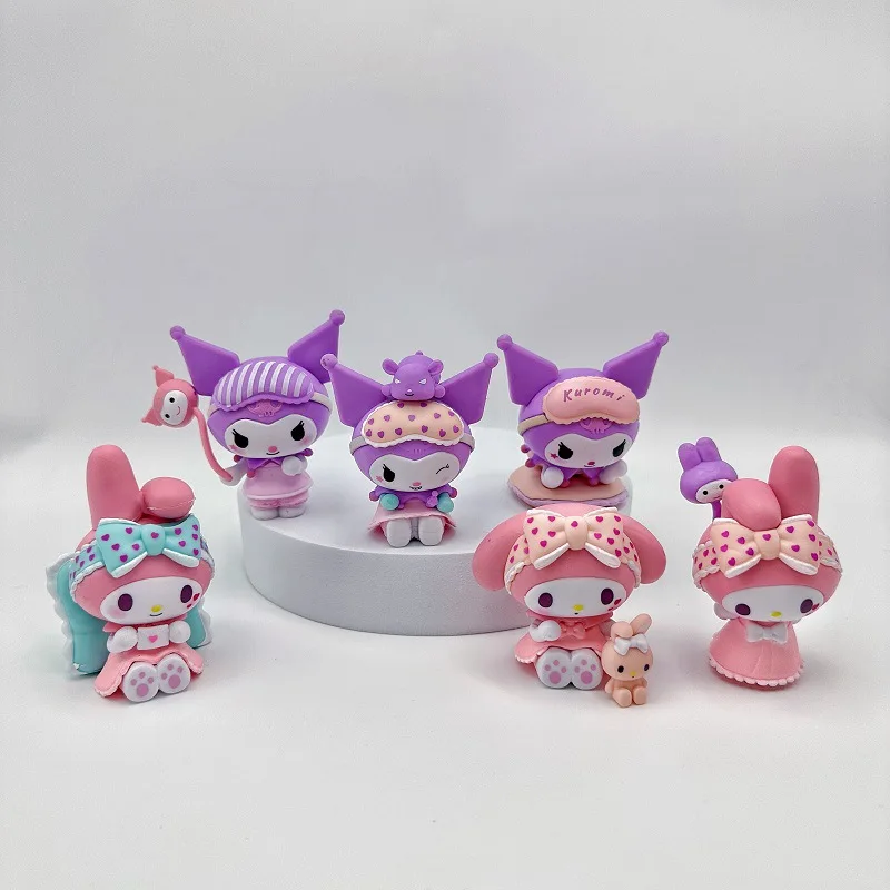 

Sanrio Anime Figure My Melody Kawaii Cinnamoroll Kuromi Doll Action Dessert Party Figures Decorate Toys Gifts for Halloween