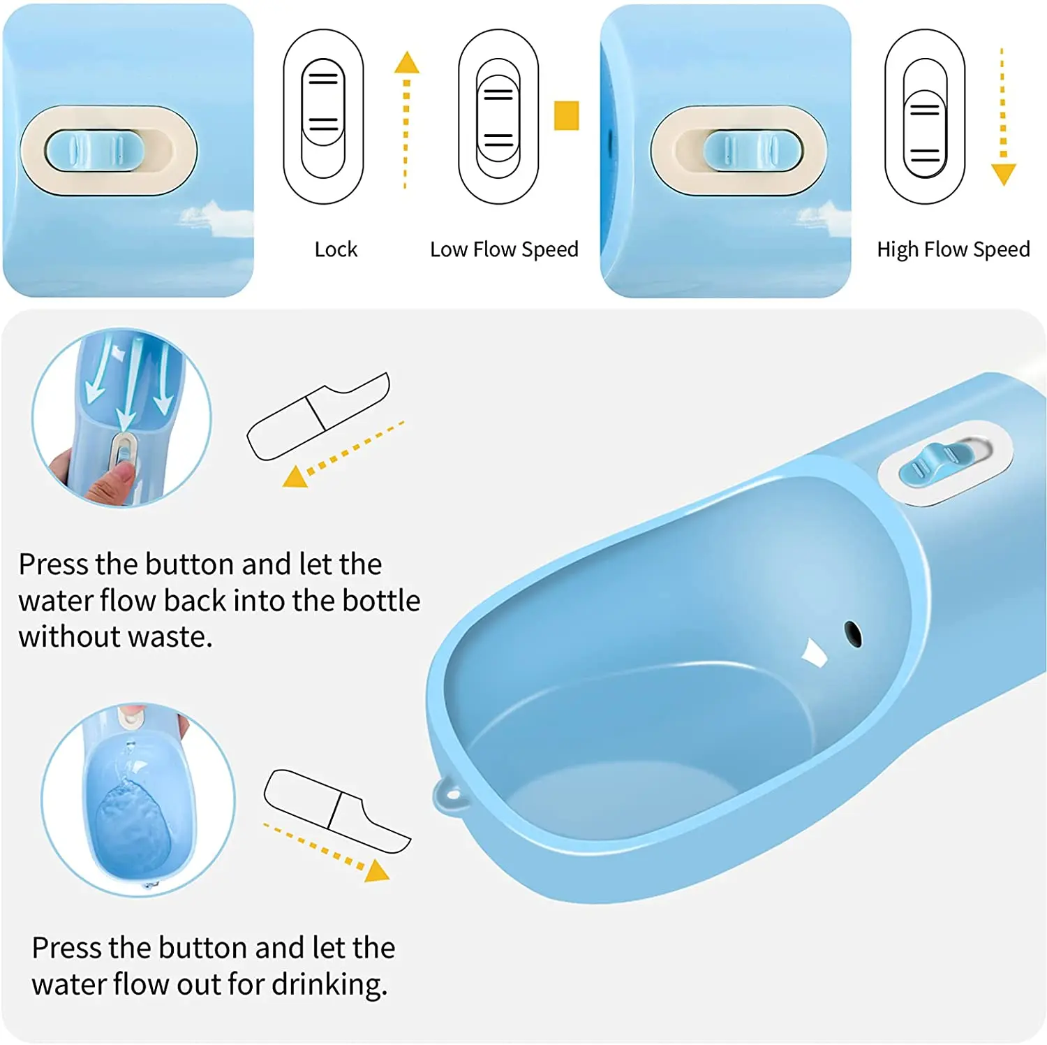 Pet Dog Water Bottle Portable with bowl Multifunction Dog bowl Durable Outdoors Travel Cat Drinking Feeder accessories