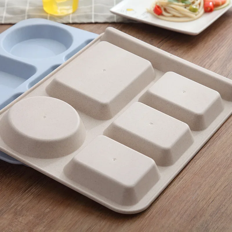 1Set Student Meal Plate Fast Food Bowls Anti-fall Household Meal Plate Separation Plate Bowl Cup Set Dinner Set Service Assiette