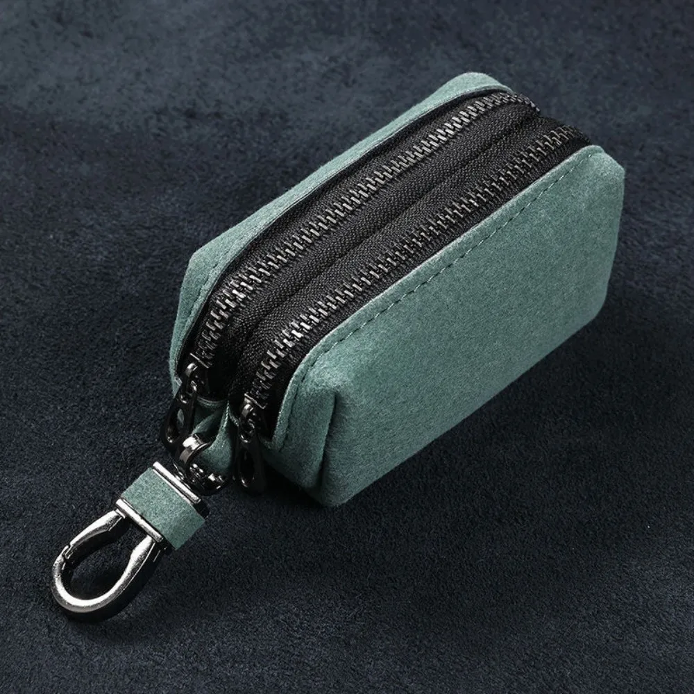 Compact Suede Leather Keychain Wallet with Zipper - Multifunctional Coin Purse & Large-Capacity Key Holder