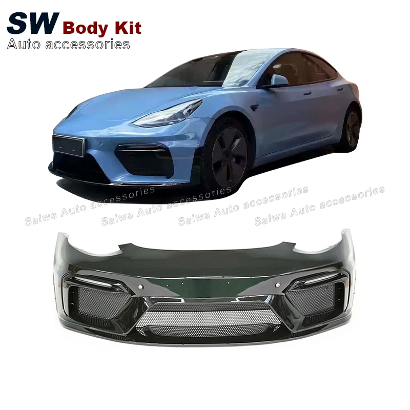 

GT4 Style Front Bumper Body Kit High Quality PP Plastic for Tesla Model 3 Upgrade Modification GT4 Design Facelift Auto Parts SW