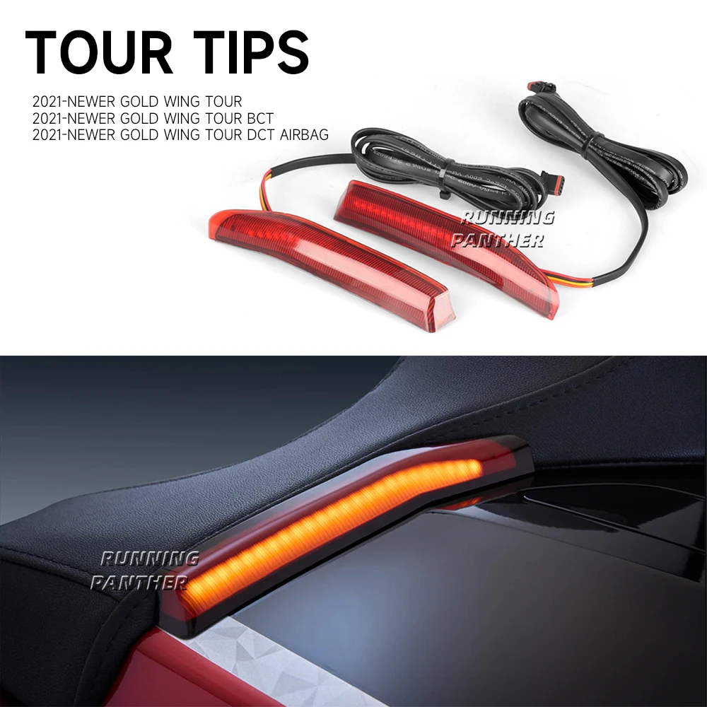 For Honda Goldwing Motorcycle Top Box Trunk Tour Tips Side LED Decorative Lamp Gold Wing GL1800 Tour DCT Airbag motorcycle led lights motorcycle accessories