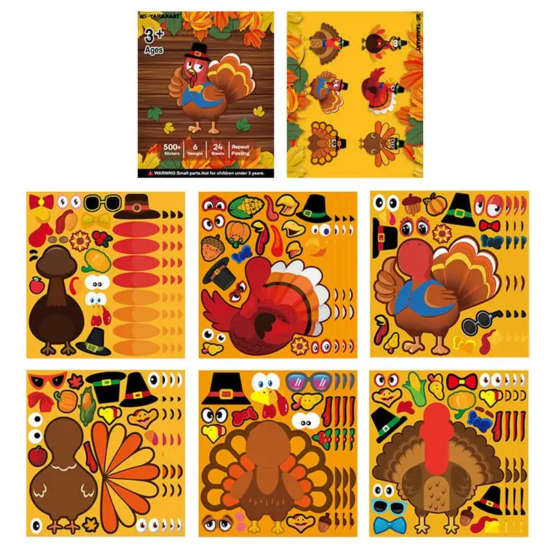Turchia Decalcomanie Autunno Turchia Adesivi 24 Pz Ringraziamento Pollo Decalcomania Per Windows Pareti Auto Carino Decalcomania In Pvc Per Tablet Bag