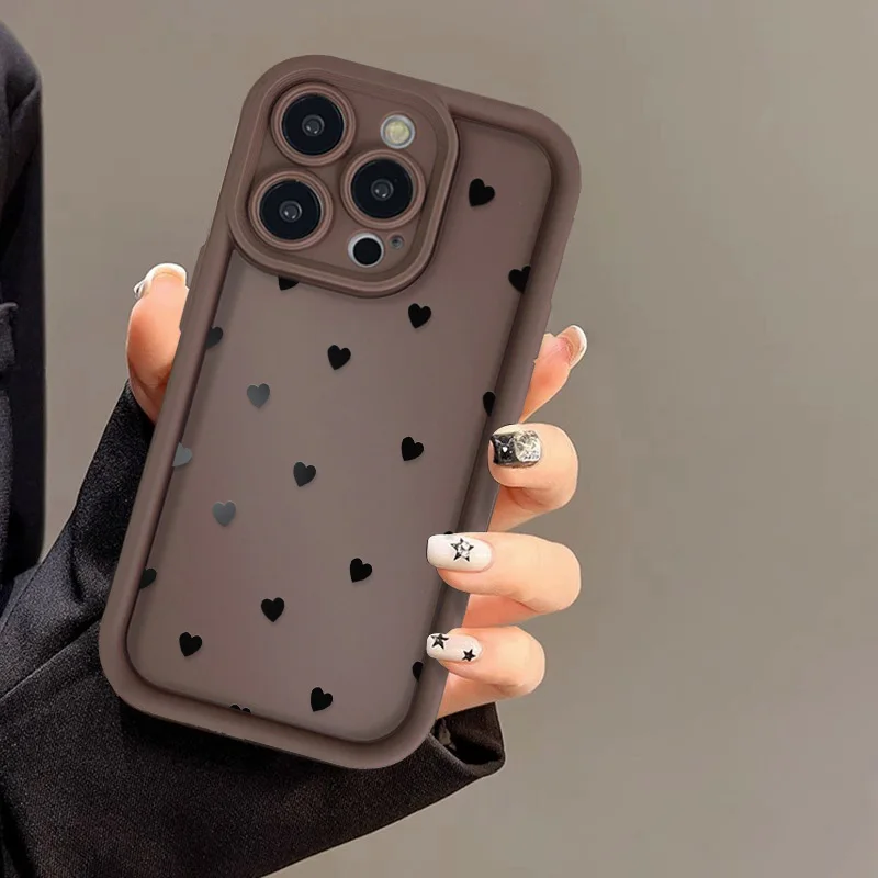 iPhone 14 Pro Kılıfları için Basit Kalp Desenli Kılıf, iPhone 17 16 15 11 12 13 Pro Max 14 15 Plus 17 7 8 X XR XS Max Yumuşak Silikon Kılıf