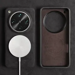 Premium Full Coverage Magnetic Case with Alcantara and Magsafe Compatibility - Supercar Suede Finish for OPPO Find X9 Ultra (Black Grey 9052)