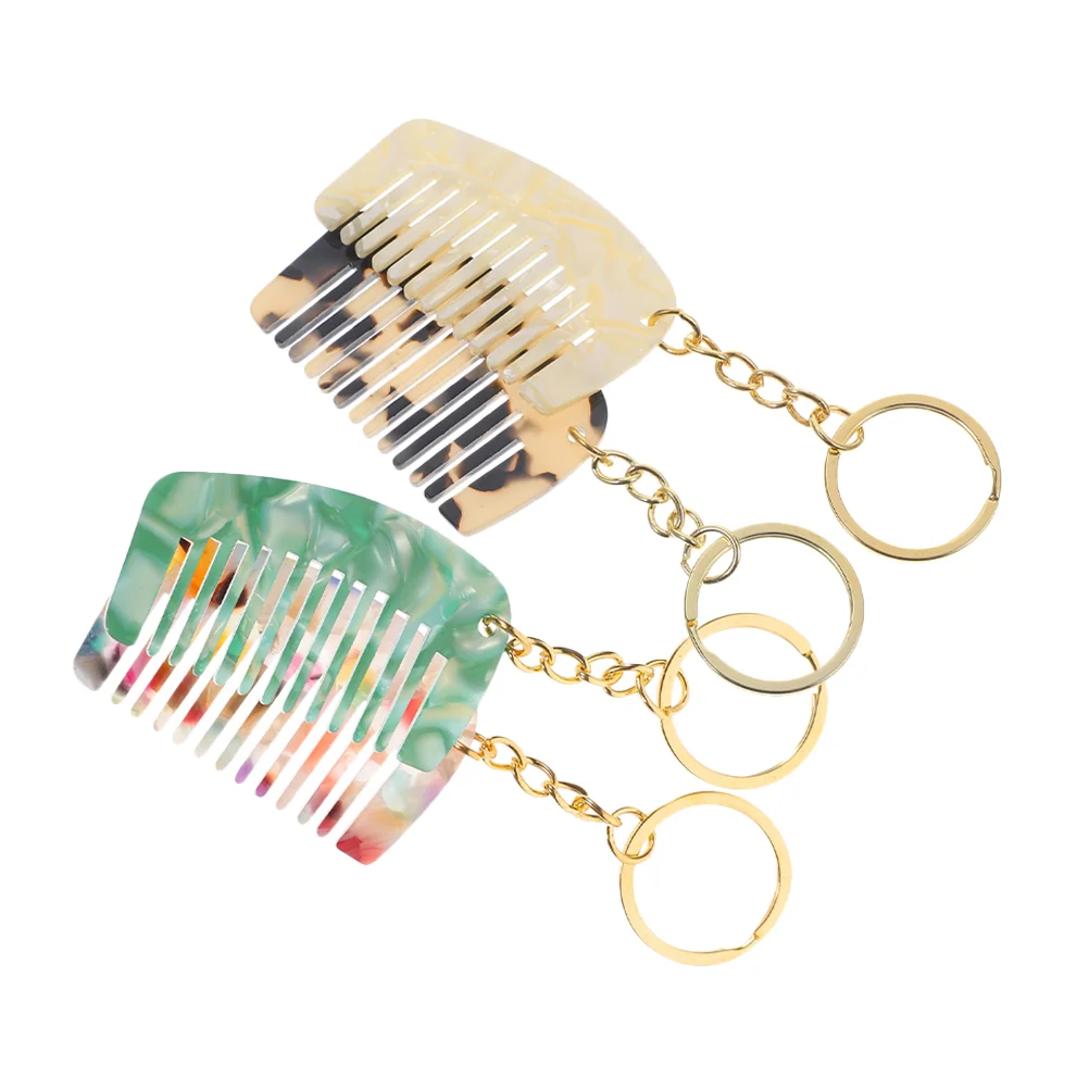 

4 Pcs Mini Comb Wide Tooth Small Detangling For Curly Hair Curls Detangler Combs Acetate Sheet Travel Creative Keychain