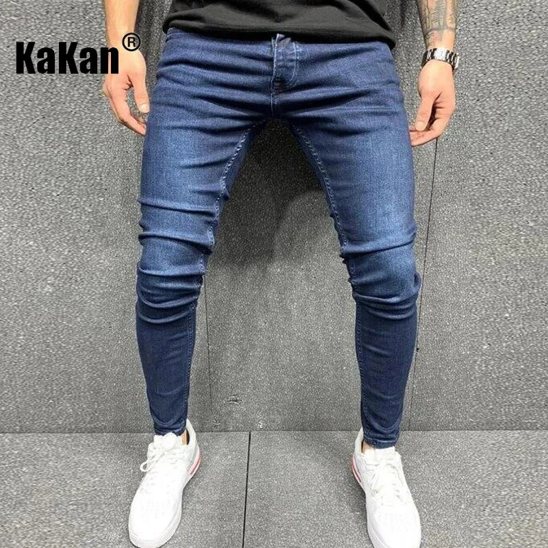 Kakan - High-quality European and American Men's Elastic Tight-fitting Small Leg Jeans, New Long Jeans K05-011 In Spring  Autumn
