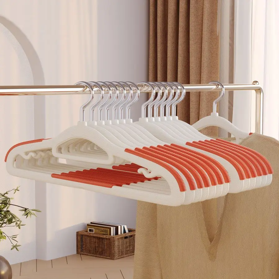 Clothes Hanger I KNOW Plastic Space Saving Clothes Hanger 10PCS Stripe Non Slip Coat Hanger Heavy Duty Pant Rack Upgraded Wide Size Coat