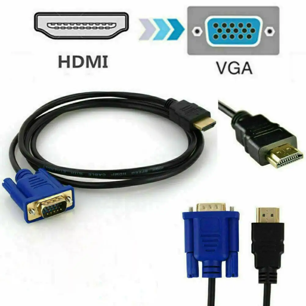 HDMI 호환 수-VGA 수 케이블, PC DVD HDTV 노트북 모니터 액세서리, 1080P, 1.8 계량기