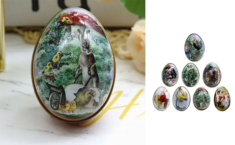 

Easter egg gift tin box Valentines Day Chocolate Candy Bags Wedding Birthday Party Jewelry Organizer Easter Cookie Containers