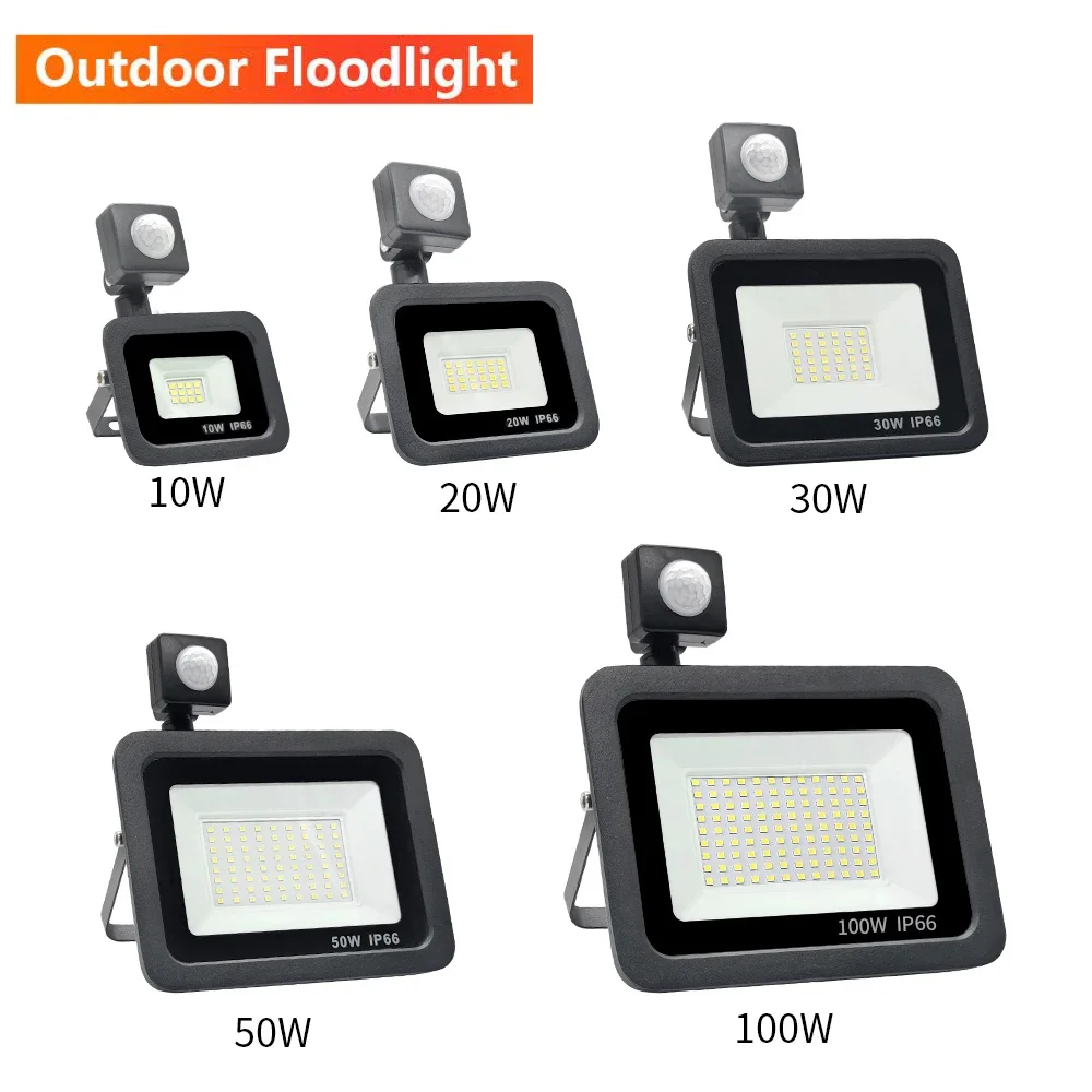 

LED Floodlight PIR Motion Sensor 220V 10W 20W 30W 50W 100W 150W Reflector Flood Light Waterproof IP66 Outdoor Induction Lighting