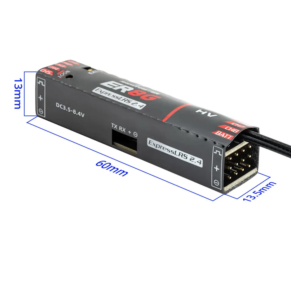Radiomaster ER6 2.4GHz 6CH ExpressLRS PWM Receiver - 100mW, Voltage Telemetry, For FPV Drones & Airplanes