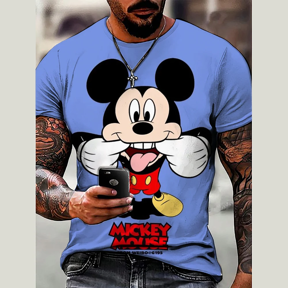 thumbnail image 1 of Camiseta de verano de Disney para hombre, con estampado de Mickey Mouse, camisetas con dibujos animados, ropa de manga corta a la moda, ropa informal para hombre, 1 of 4