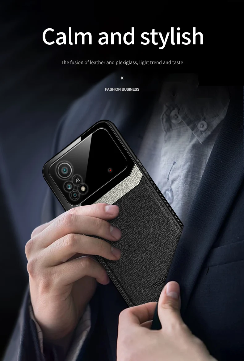 KEYSION Moda Custodia Antiurto per POCO X4 Pro 5G PU Pelle Specchio Vetro Molle Del Silicone Del Telefono Della Copertura Posteriore per Xiaomi POC_voghion.com