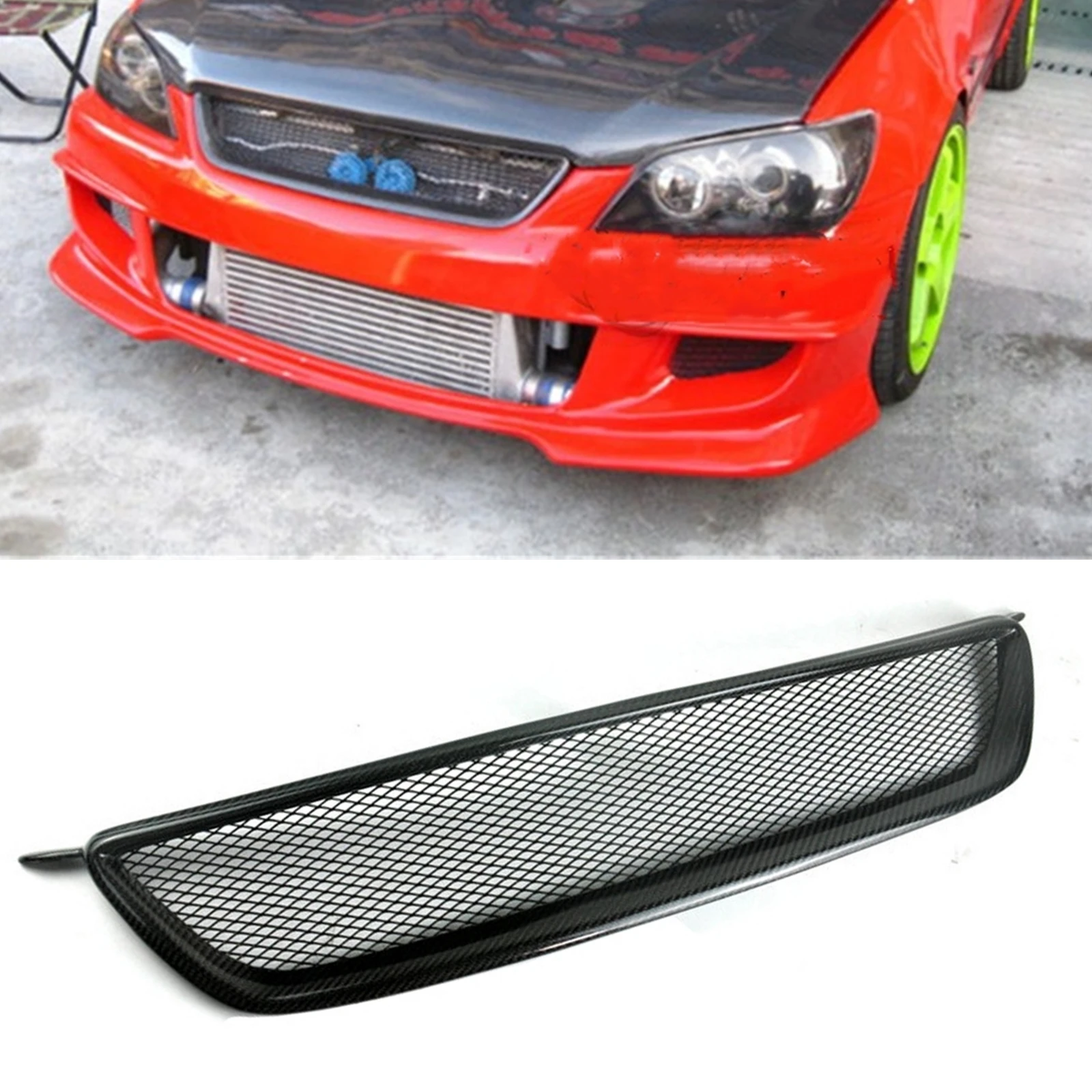 

Front Grille Racing Grill For Lexus Is200 Is300 1998-2004 Real Carbon Fiber Car Upper Bumper Intake Hood Mesh Kit Grid Grating