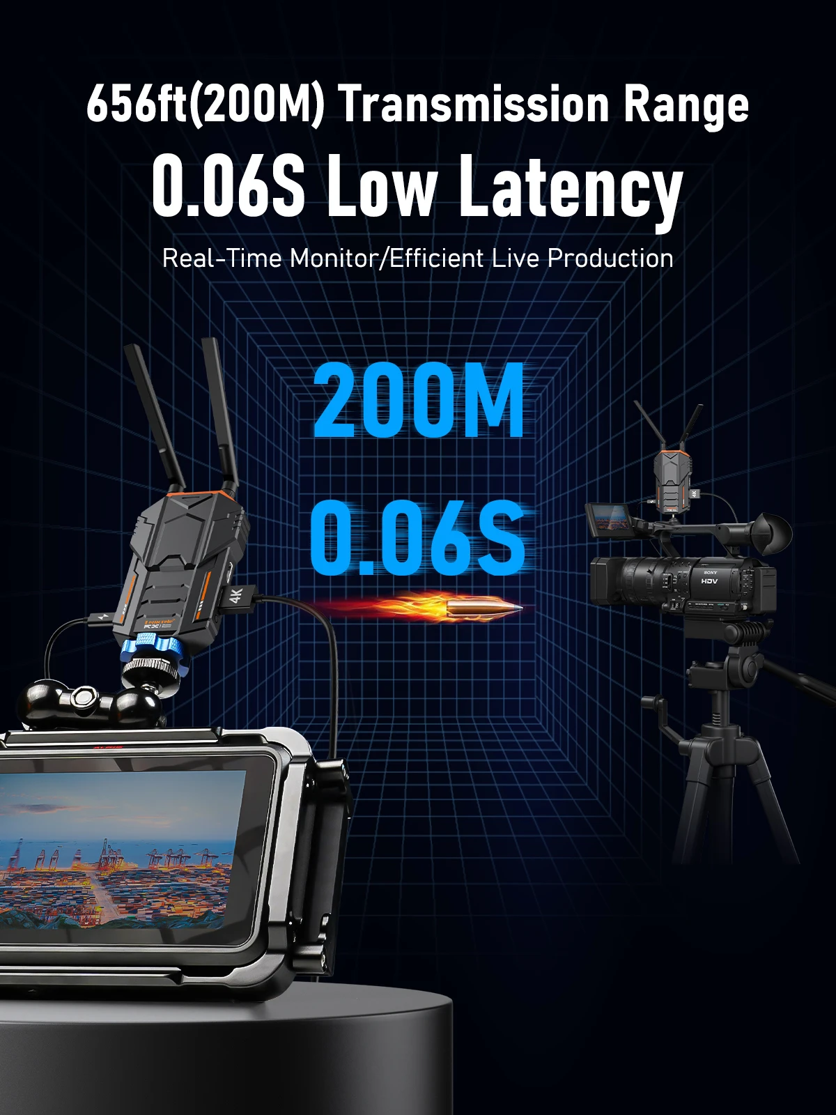 200M Wireless HDMI Extender HD 1080P Video Transmitter Receiver for Camera Camcorder Live Streaming PC To TV Support Battery,fpv transmitter receiver