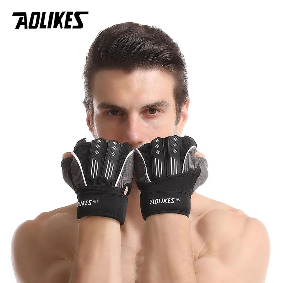 Shockproof Pad Cycling Gloves Half Finger Sport Gloves for Men Women Summer Bicycle Gym Fitness MTB Bike AOLIKES