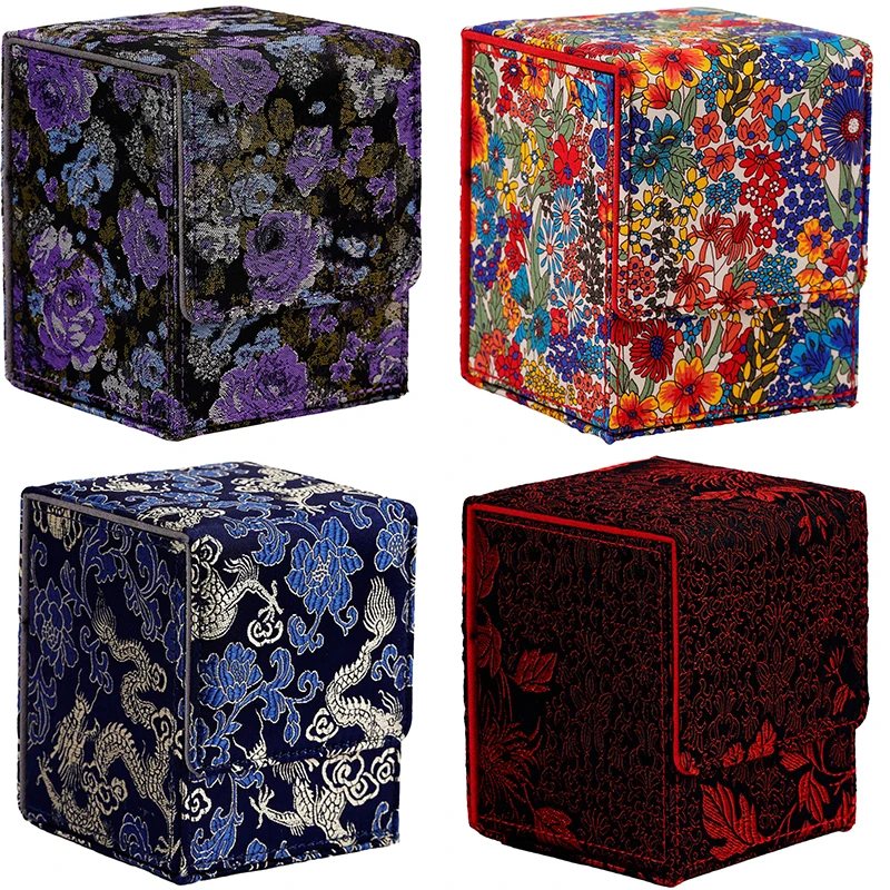 Trading Card Deck Box Holder 100+ With Display Window Flower Series TCG Game Magnetic Closure