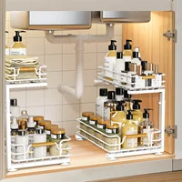 2 Tier Under Sink Organizer Kitchen Metal Sliding Drawer Height  Adjustable Cabinet Organizer Kitchen Organizer 1