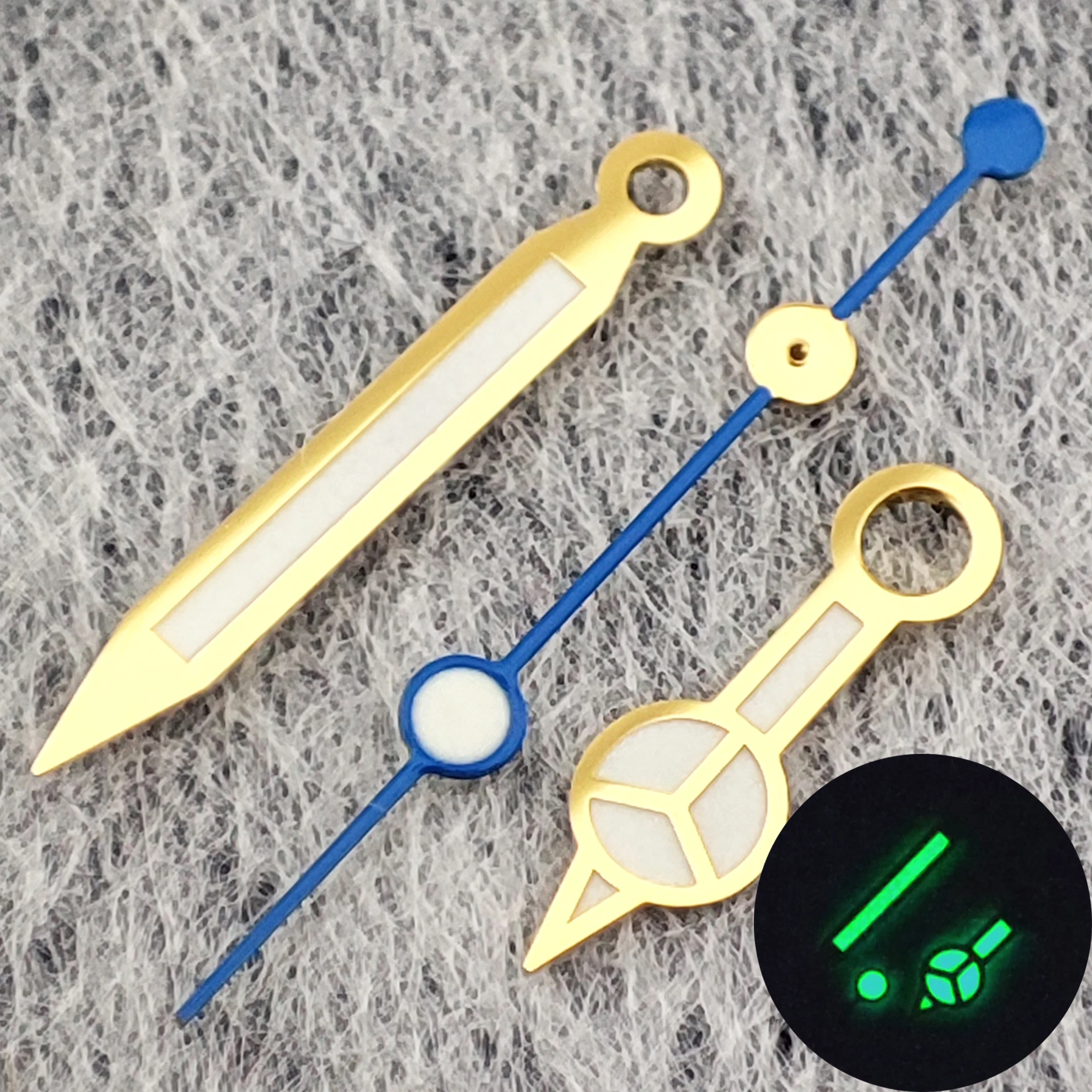 High-Intensity Green/Blue Luminous Watch Hands with Hollowed-Out Design