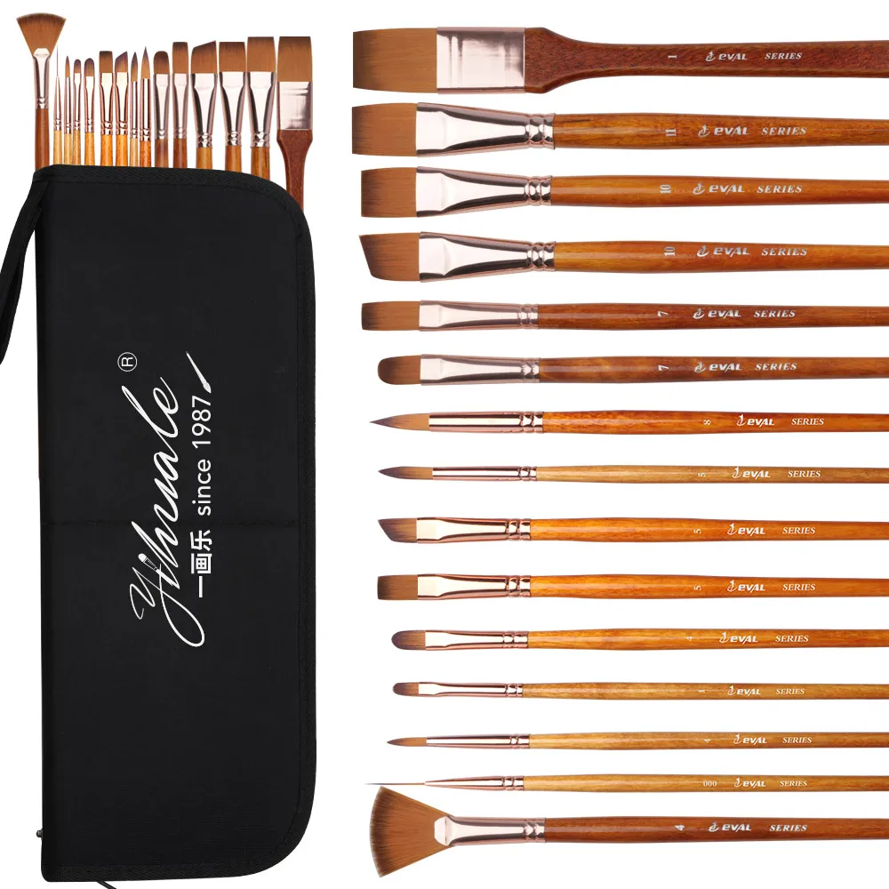 

EVAL 15PCS Paint Brushes Set Nylon Hair Artist Paint Art Brush Watercolor Drawing Painting Brush for Acrylic Oil Gouache Paint