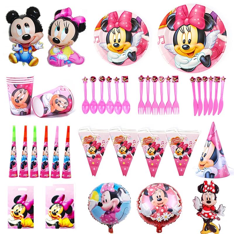 Minnie Mouse Theme Disney Party Disposable Tableware Girl Birthday