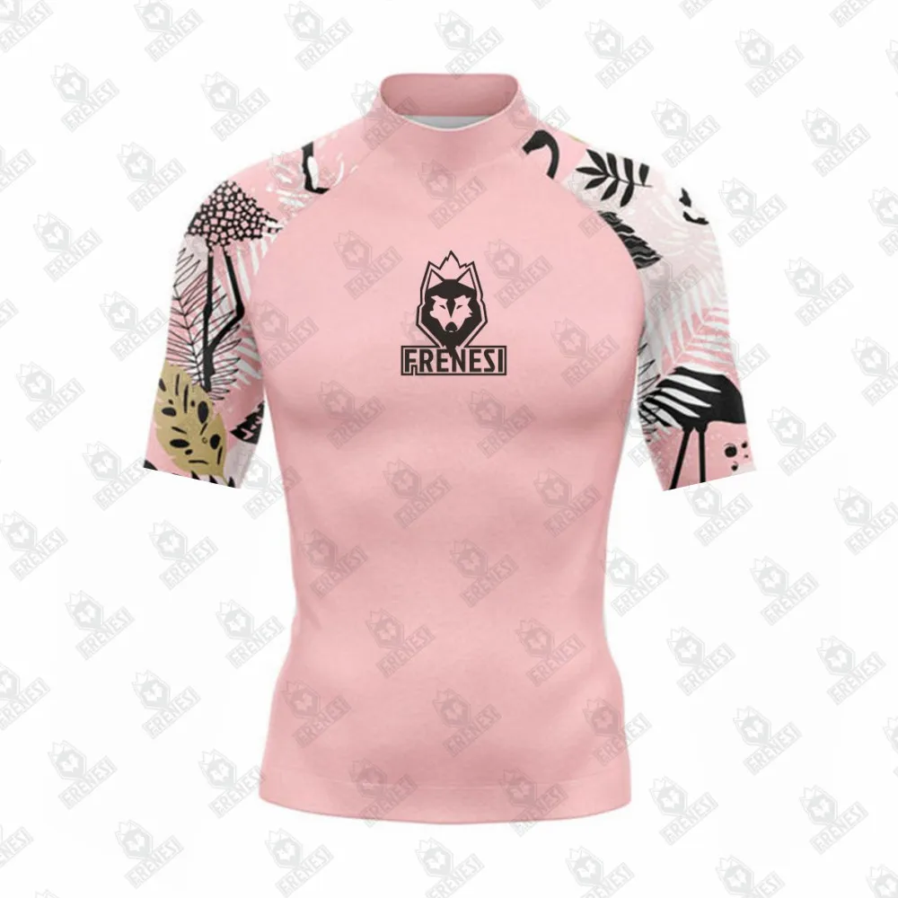 Men's Rashguard Short Sleeve Surfing Shirts Sunscreen Lycra Fabric Surf Sweatshirt UV Protection Frenesi Swimwear