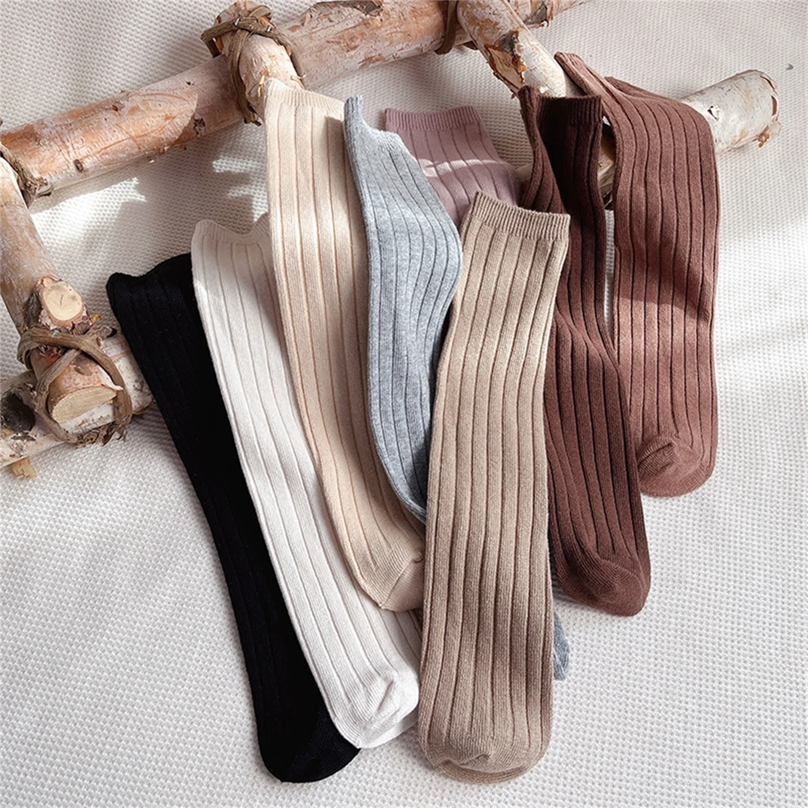 

Cute Toddler Baby Knee High Socks Solid Color Tube Socks Ribbed Knit Stockings for 1-8 Years Old