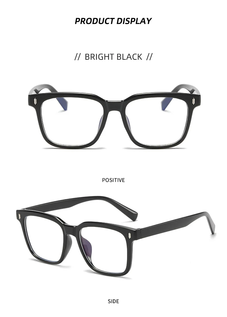 Schwarze quadratische Computerbrille, PC-Gestell, Damen und Herren, Anti-Blaulicht-Rechteckbrille, optische Brille, Blaulichtfilterbrille – Detail 10