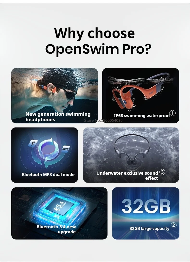 Shokz-openswim pro s710骨伝導mp3音楽プレーヤー、IP68防水