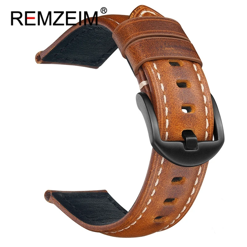 Handmade Genuine Cowhide Leather Watch Band in Green, Blue, and Brown