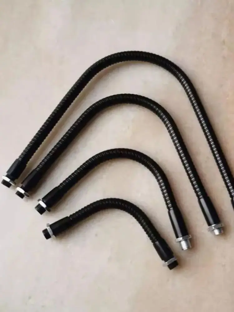 Led Goose Neck Flexible Metal Hose Tube 2pcs Black M10 Male Connector Dia.10mm with Nuts Soft Pipe Serpentine Tube DIY
