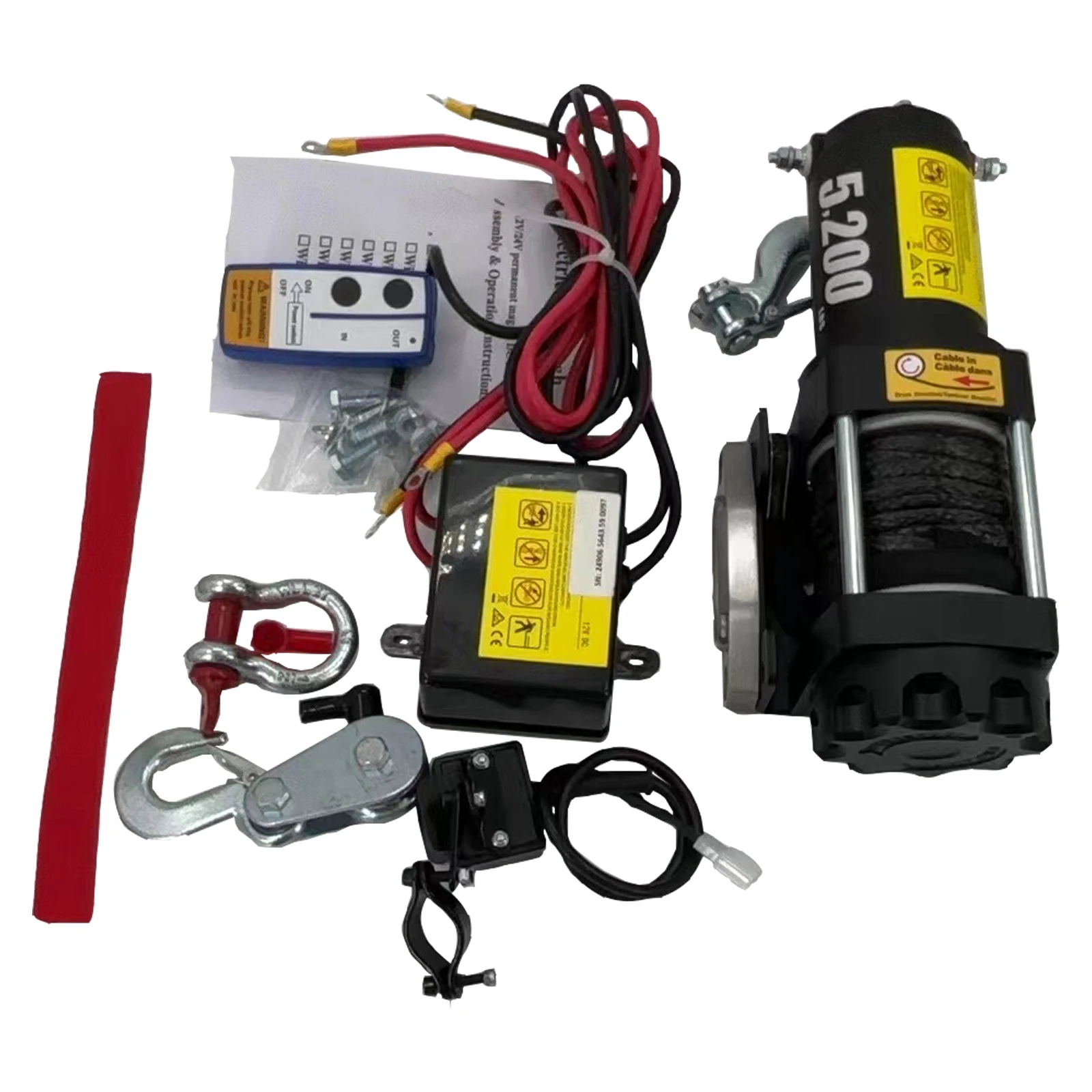 Electric Winch 5200lb Load Capacity Truck Winch Compatible Jeep Truck SUV Synthetic Rope 12V Wireless Remote