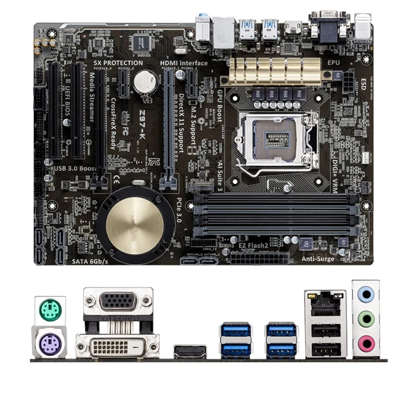 

Intel Z97 Z97-K Z97K motherboard Used original LGA1150 LGA 1150 DDR3 32GB USB2.0 USB3.0 SATA3 Desktop Mainboard