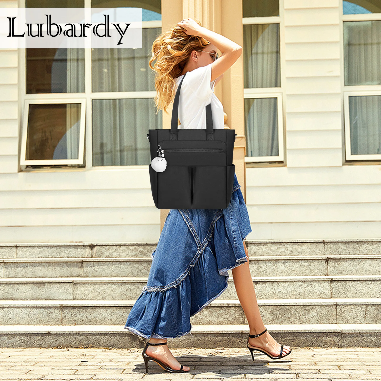 RAINSMORE Borsa Lavoro Donna Grande Borsa Porta PC 15.6 Pollici Borsa Università Impermeabile Borsa a Tracolla Borse Tote Pelle PU per Business Scuola Shopper Marrone