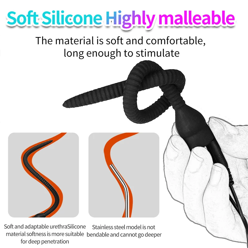Electro Sex Toys Electric Sex Toys Silicone Electro Shock Vibrator Horse Eye Stick Sex Toys For Men Penis Insertion Urethra Sound Dilator Medical Male Masturbation