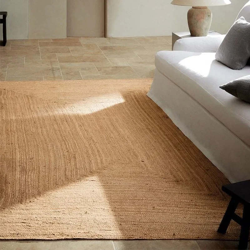Carpet for Living Room Natural Pure Jute Hand-woven Glue-free Entrance Mat Wabi-sabi Style Double-sided Bedroom Rug Ковер Tapis