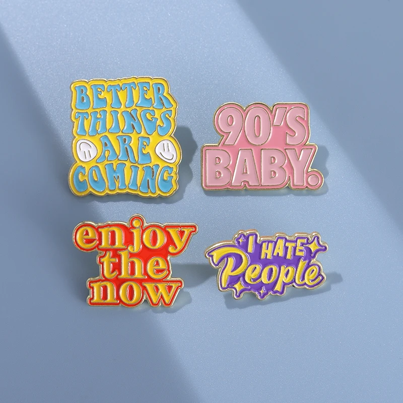 Emaille-Anstecknadeln mit Sarkasmus-Zitaten „I Hate People“, 90er-Jahre-Baby, individuelle motivierende Broschen, Anstecknadeln, lustiger Schmuck, Geschenk für Kinder und Freunde – Detail 6