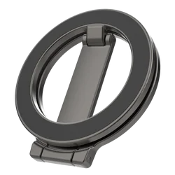 Dual - Sided Magnetic Phone Stand with Folding Ring - Strong Metal Design (Black)
